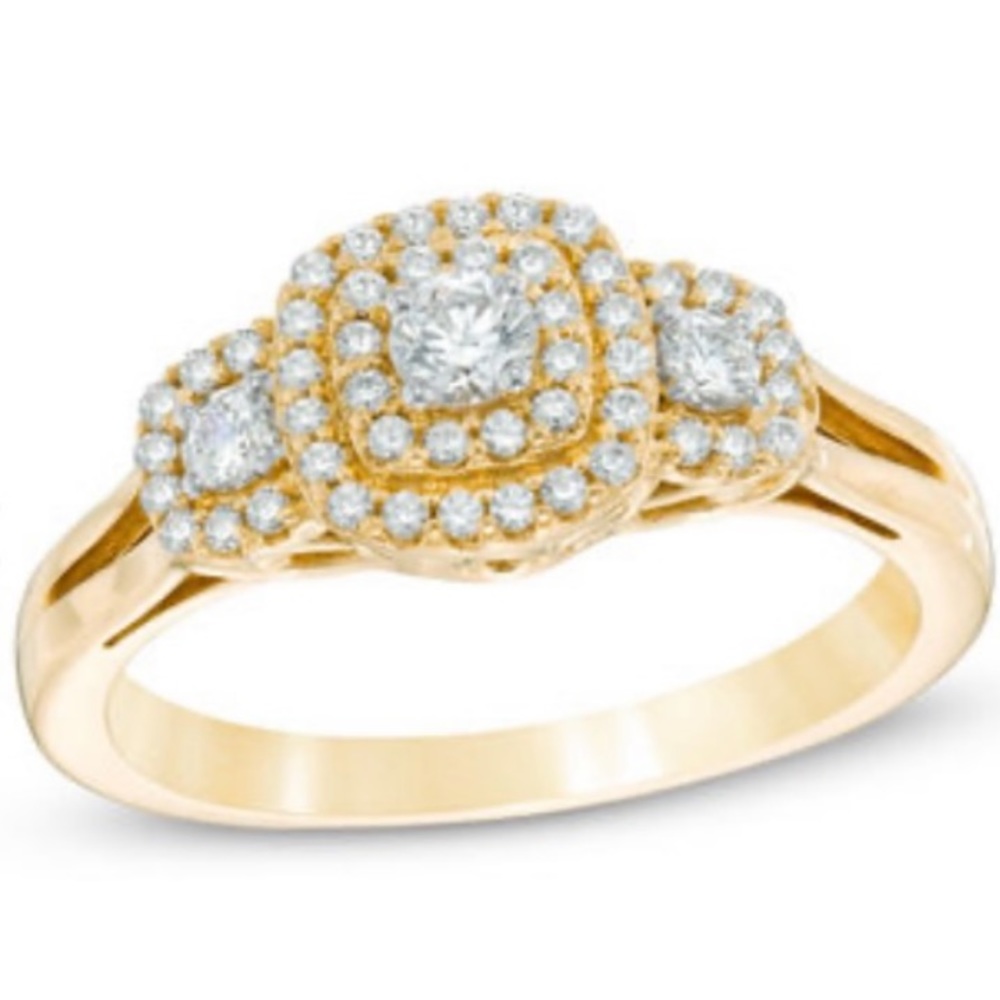 💎Natural Diamond Past Present Future Ring💎